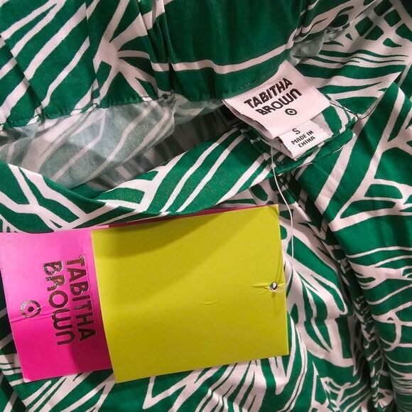 NWT Tabitha Brown 100% Cotton Green A-line Button Front Maxi Skirt Size Small - Picture 2 of 6